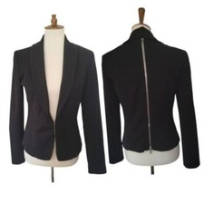 Cache Vintage Black Hook and Eye Closure Zipper Back Blazer