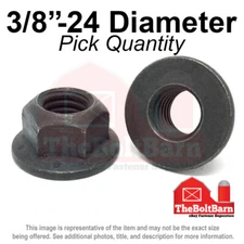 3/8"-24 Grade 8 (G) Hex Flange Top Lock Nuts FINE Phos & Oil (Pick Quantity)