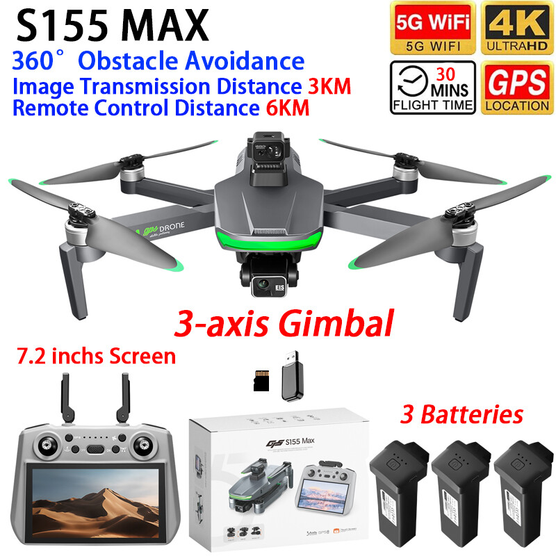 S155 MAX Drone 3-axis Gimbal 2.7K Dual Camera 360° Obstacle