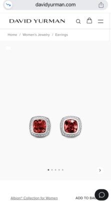 David Yurman 7 mm Sterlingsilber Albion Ohrstecker Granat & Diamanten 18 Karat Posten