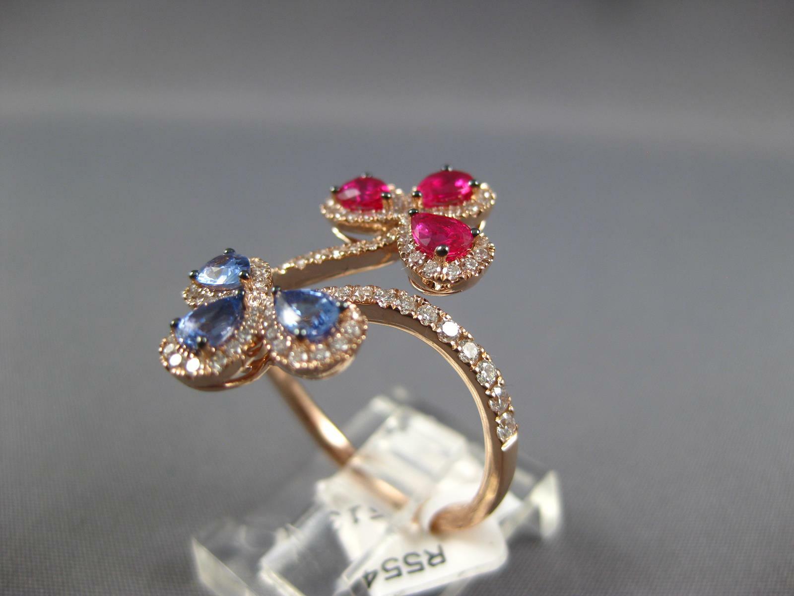 LARGE 1.73CT DIAMOND AAA RUBY & AAA SAPPHIRE 14K … - image 4