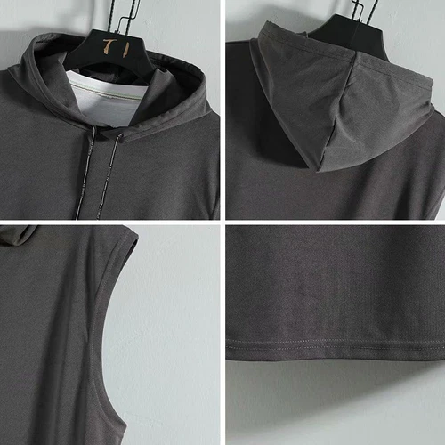 Hot Men Sleeveless Hoodie Hooded Sweatshirt Tank Tops Gym Fitness Sport Vest - Picture 8 of 16