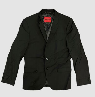 $445 Hugo Boss Men's Black Arti Extra Slim Fit Wool Suit Coat Jacket Blazer 40R