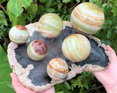 Green Onyx Crystal Spheres - Choose 2