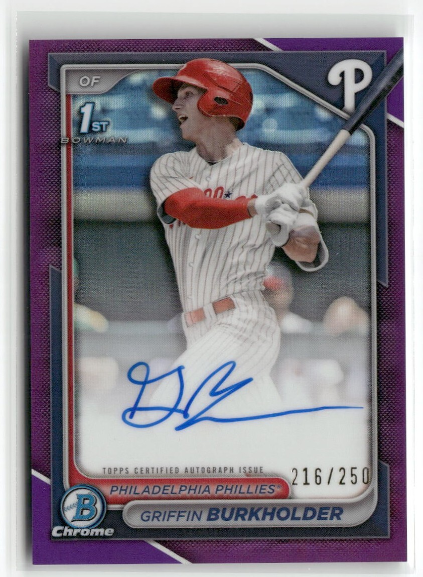 2024 Bowman Draft Chrome Griffin Burkholder 1st Purple Refractor Auto /250
