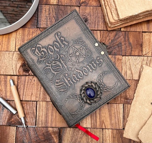 Book Of Shadows Celtic Leather Journal Magic Book The Morrigan Leather - Picture 3 of 8