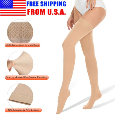 1 Pair Medical Compression Socks Anti Fatigue Unisex Travel Thigh High Stockings