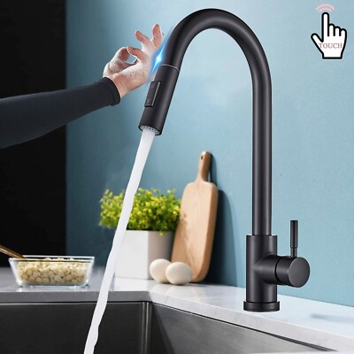Touch Sensor Küchenarmatur Ausziehbar Wasserhahn Schwarz Küche Einhandmischer
