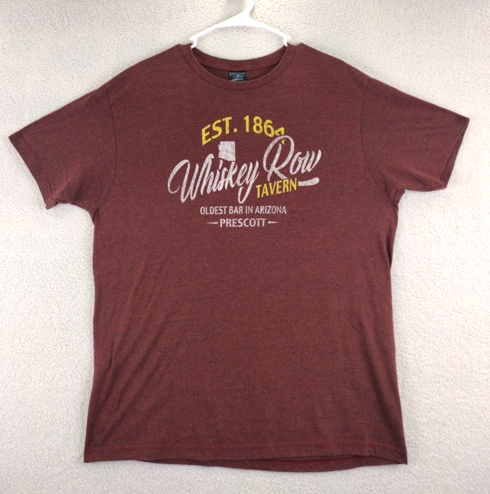 FILA Whiskey Row Tavern Prescott AZ Tshirt Uomo XL Rosso Marrone Maglia Manica Corta