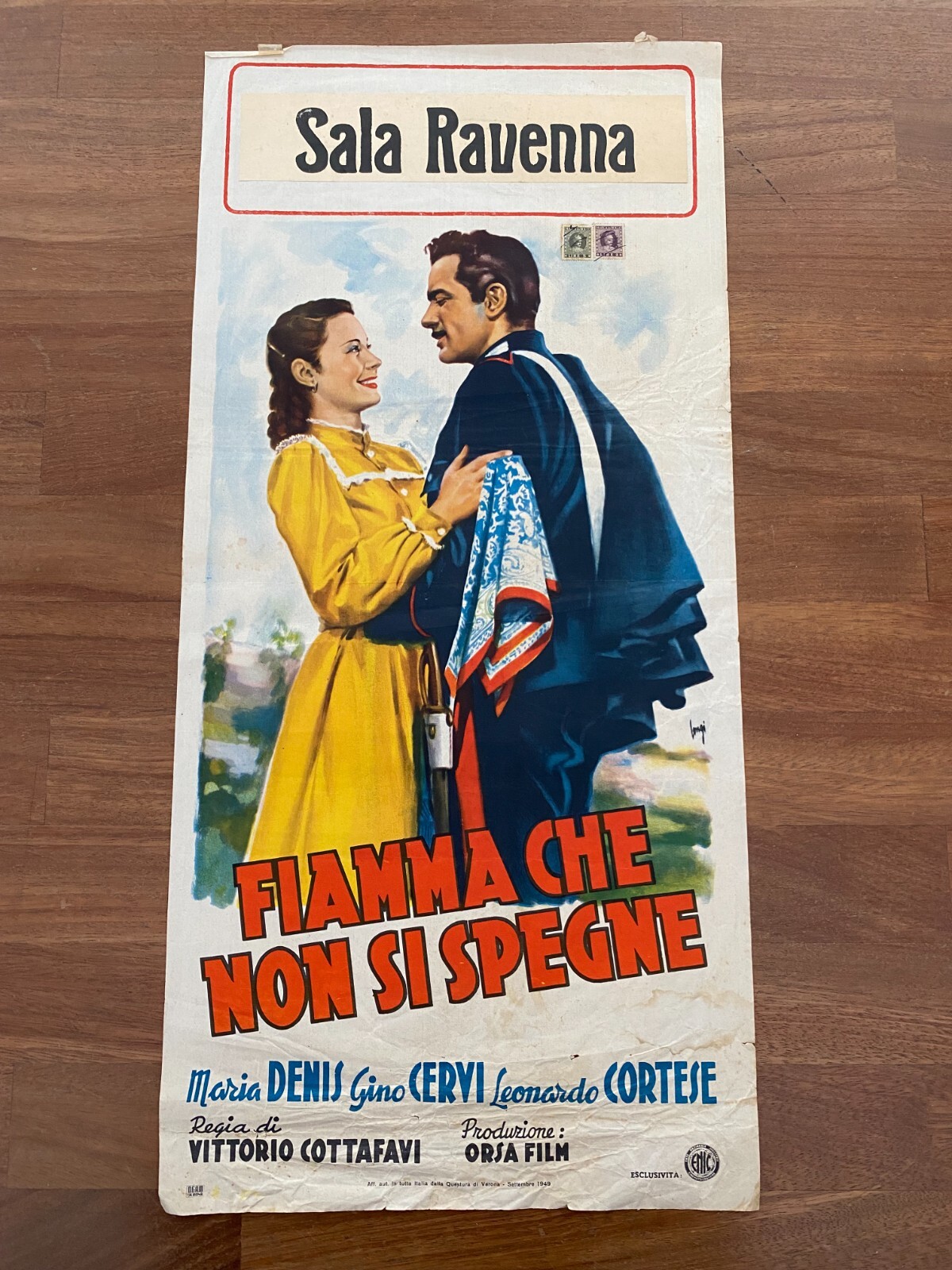 Locandina originale film La fiamma che non si spegne (1950) - Regia di Vittorio Cottafavi