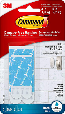 Command Bath Replacement Strips, Medium and Large Water-Resistant Adhesive Strip