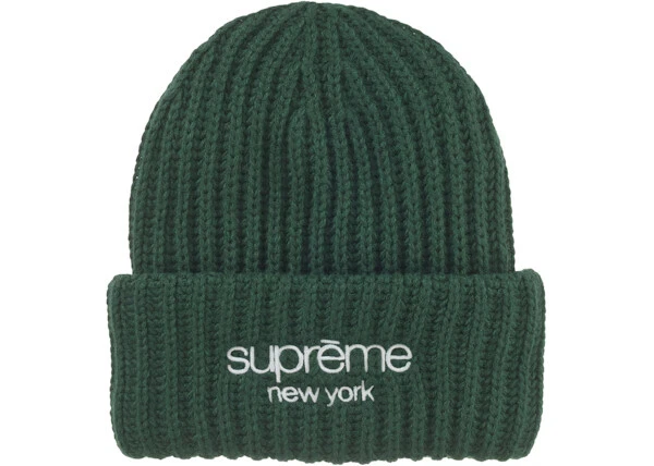 Taille OS   Bonnet côtelé épais logo Supreme Classic (FW24) vert foncé (FW