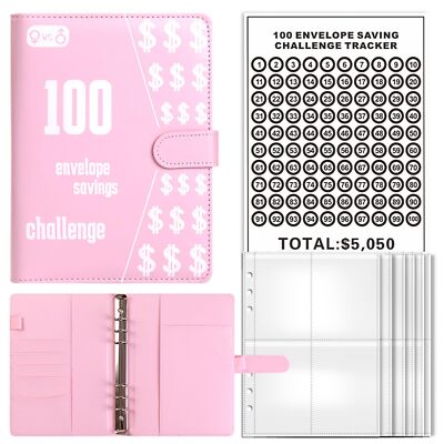 100 Envelope Challenge Money Saving Binder Pink Budgeting Planner Finance