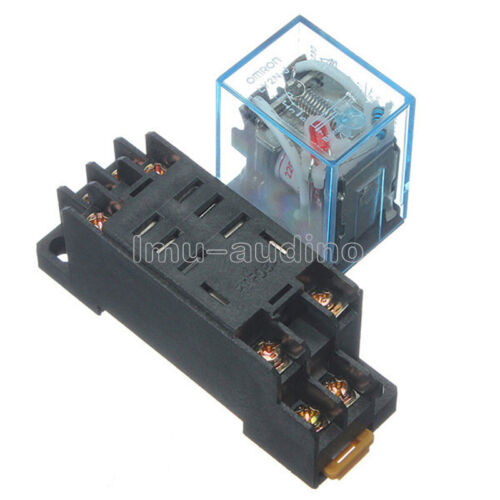 220V 10A AC Coil Power Relay DPDT LY2NJ HH62P HHC68A-2Z With Socket Base - Picture 1 of 13