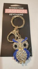 Owl Keychain With Clear Crystal Rhinestone Charm Gift
