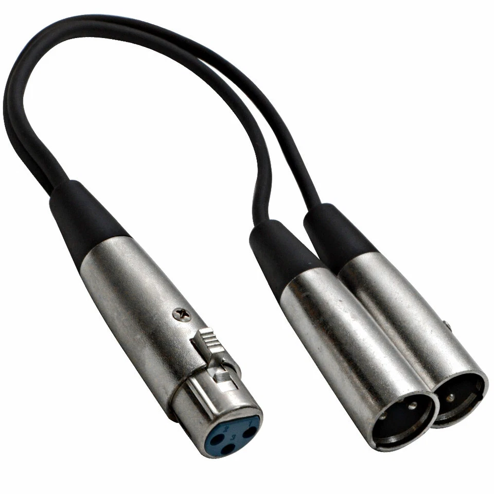 4 PACK 1' Splitter Patch Cables 1 XLR Female 2 XLR Male - Image 2 of 4