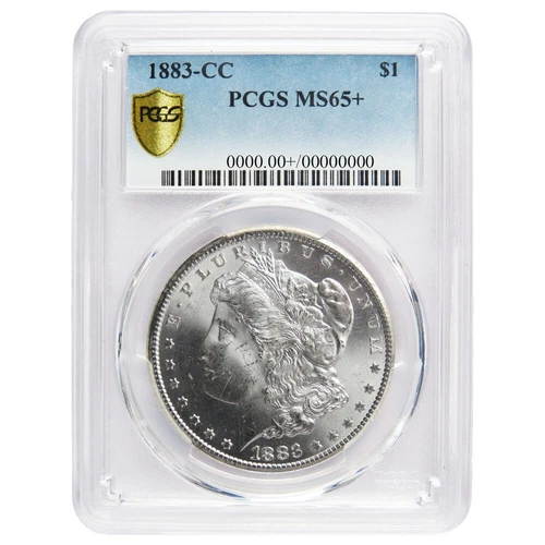 1883-CC $1 Morgan Silver Dollar PCGS MS65+ Blue Label Gold Shield