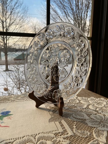 Princess House Crystal Fantasia Luncheon Plate Floral Design 8.25"