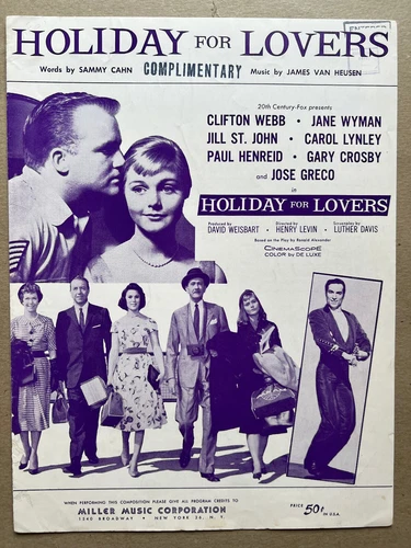 1959 CAROL LYNLEY FILM sheet music HOLIDAY 4 LOVERS Van Heusen/Cahn CLIFT. WEBB