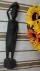 Vintage Wood Hand Carved Sculpture Woman Carrying Basket 14"