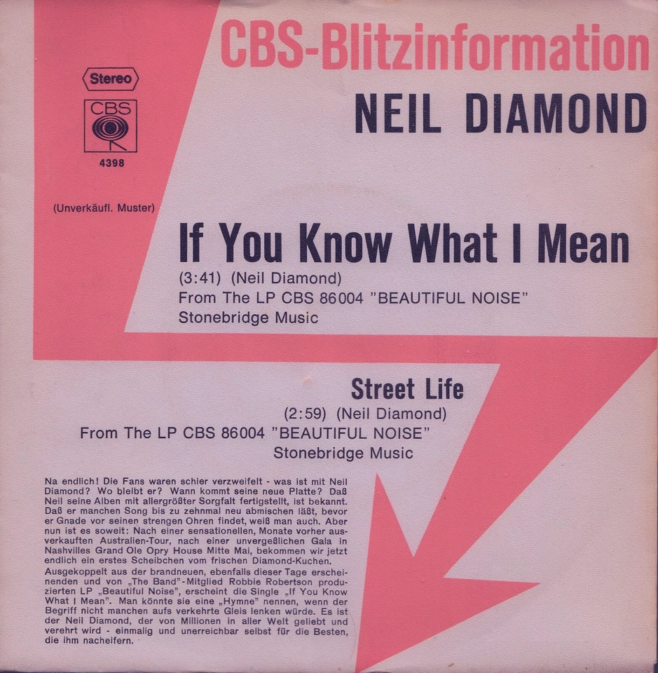NEIL DIAMOND: If You Know What I Mean (´76 / rare orig. German W/L PROMO) - Bild 1 von 1