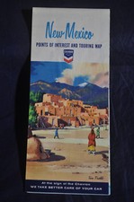 Ca 1963 CHEVRON OIL Taos Pueblo Road Map NEW MEXICO Route 66 Albuquerque Santa F