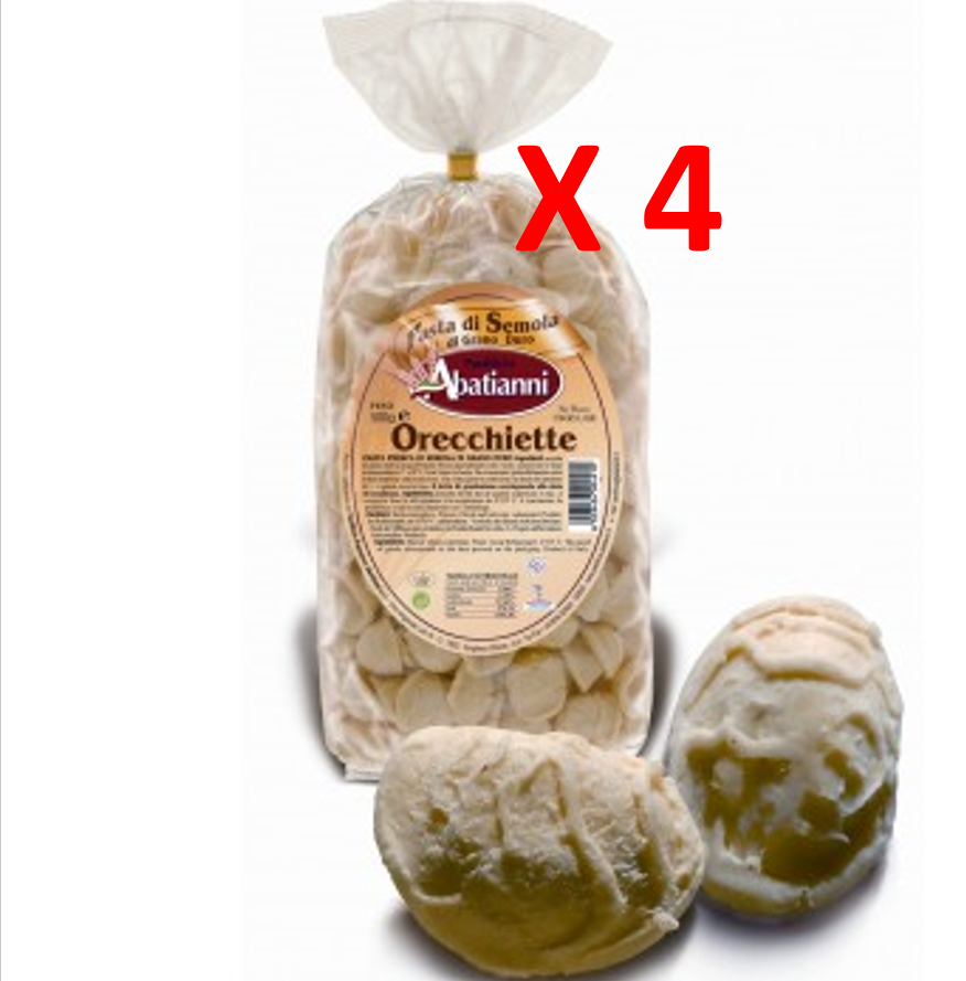 ""ABATIANNI"" 2 KG orecchiette 100% Italian durum wheat semolina pasta 500 G X 4