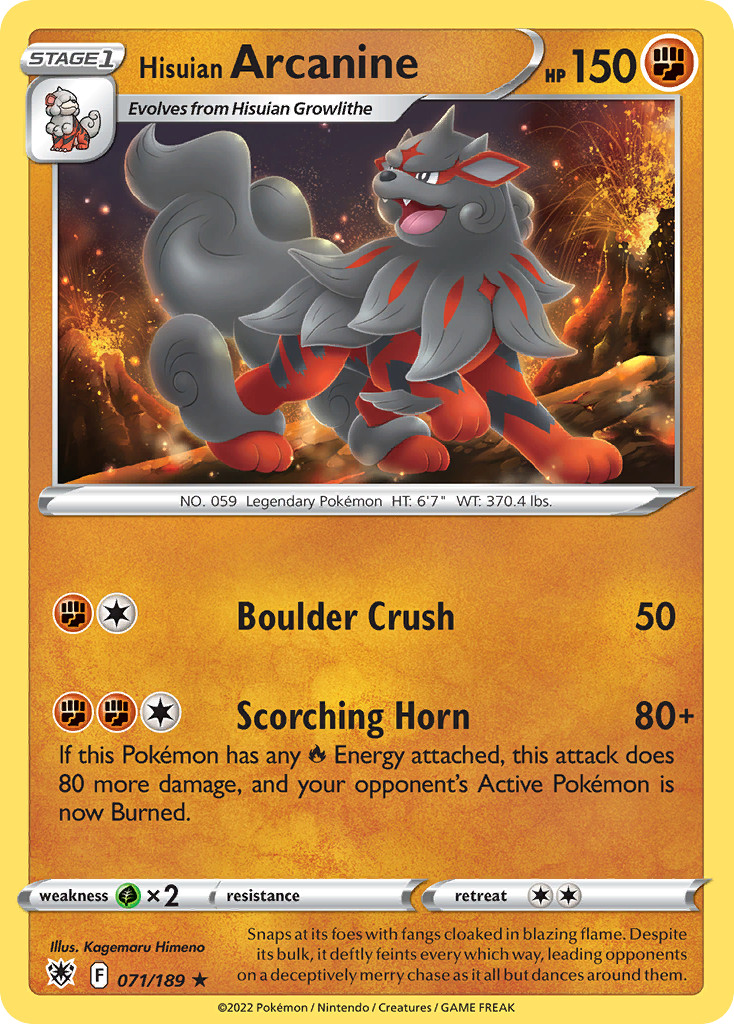 Hisuian Arcanine 071/189 Astral Radiance Rare Pokemon NM/M