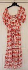 Farm Rio Maxi Dress Red Floral Anthropologie Odessa Tiered   Size Med M