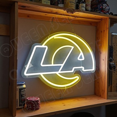 16''x14'' Los Angeles Rams Sports Bar LED Neon Sign With Dimmer USB Powered Light