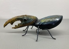 Hercules Beetle Metal Sculpture 9" Artist Signed Wall Hanger