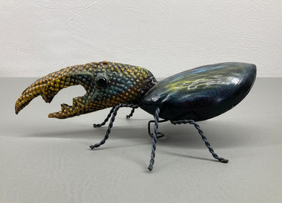 Hercules Beetle Metal Sculpture 9'' Artist Signed Wall Hanger