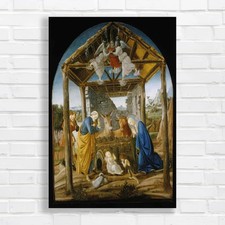 Nativity Scene Vintage Religious Original Canvas Print Large Picture Wall Art