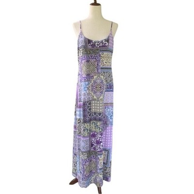 Jean-Pierre Klifa Paris Patchwork Maxi Dress L Boho Paisley Mosaic Cami Festival