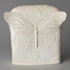 Ceramic Bisque Embossed Butterfly  Floral Tissue Box Cover First Coast Designs
