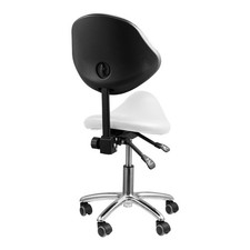 White Adjustable Salon Stool Hydraulic Saddle Rolling Chair Facial Massage Spa