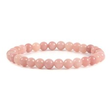 Natural Pink Opal Gemstone 6mm Round Beads Stretch Bracelet 6.5 Inch