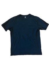 Uniqlo U Men T Shirt L Black Short Sleeve Crew Neck Pullover Cotton