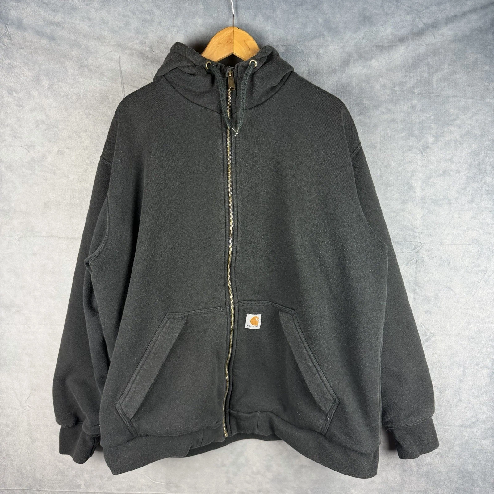 Carhartt Hoodie Mens XL Paxton Thermal Lined Full Zip Loose Fit Black
