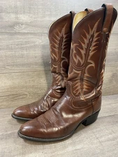 Tony Lama Western Cowboy Boots Brown Leather Mens Size 10 D