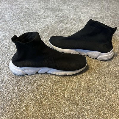 Generic Slip Pull On Athletic Black Sock Shoes w/ White Soles Men s 12 Comfort