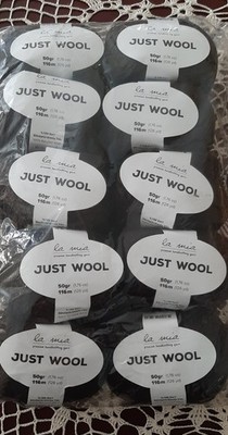 La Mia Just Wool 100% Recycled Wool Yarn Sport Black LT006 50g 116m Pack