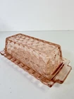 Vintage Pink Pressed Depression Glass Covered Butter Dish LOVELY