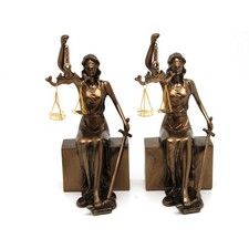 Temida Buchst&uuml;tzen Themis 2 St&uuml;ck Altgold Bronzen 24,5 cm Hoch