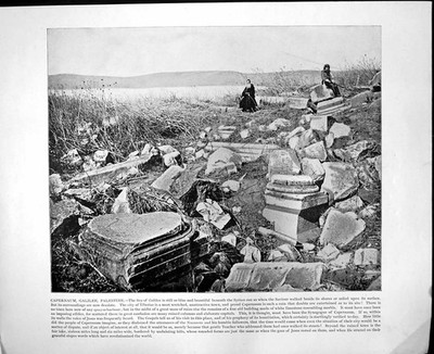 Druck Kapernaum Galiläa Palästina Ureinwohnerdorf bei Kalkutta Indien um 1893 127RG