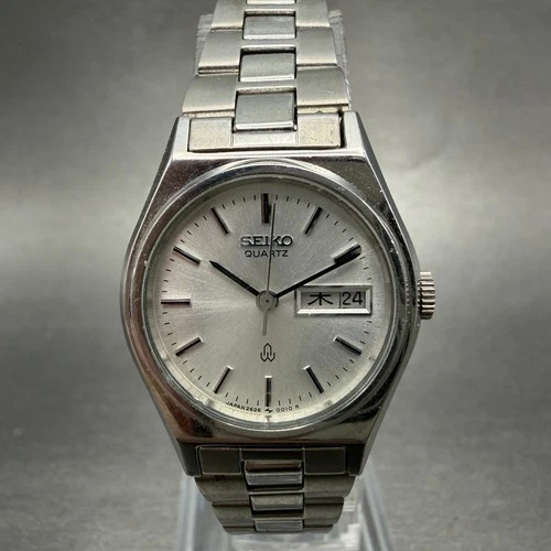 Seiko Watch Women 24mm Silver Dial Silver Tone Daydate 2626-0010 New Battery