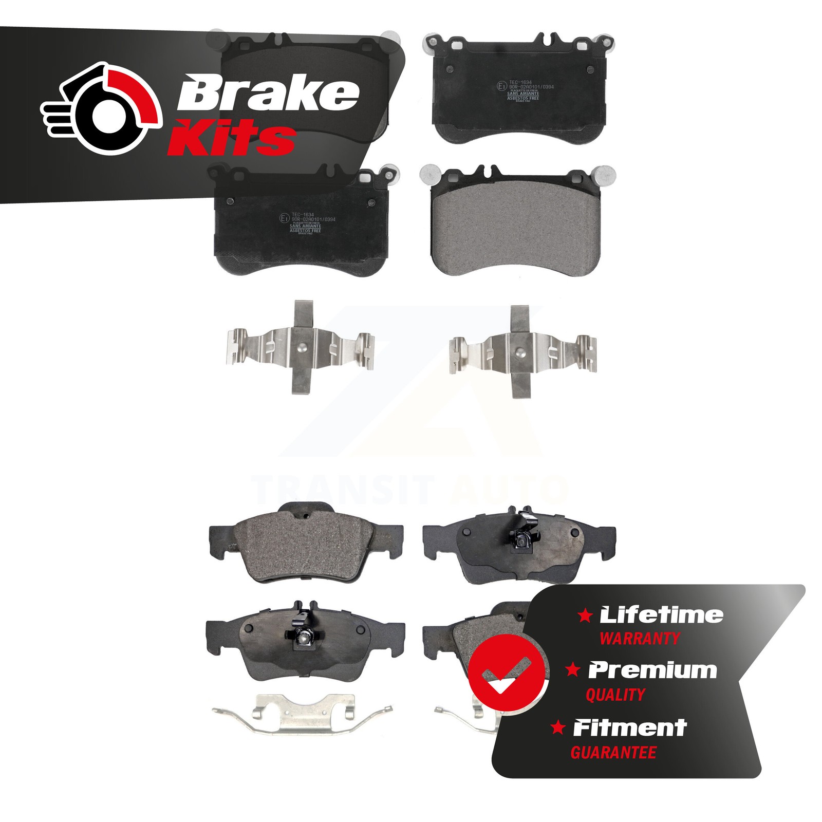 Front Rear Ceramic Brake Pads Kit For 2012-2017 Mercedes-Benz CLS550