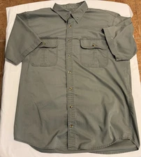 Cabela's Men's Button Up Shirt - Green - Size L Tall - 60% Polyester 40% Cotton