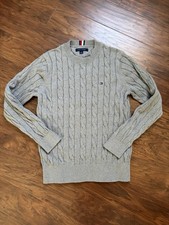 Tommy Hilfiger Cable-Knit Crewneck Pullover Sweater Gray Men's Size M