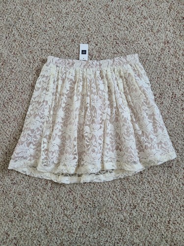 NWT GAP Kids Rose Gold Cream Lace Overlay Skirt Size 12 Regular - Picture 1 of 5